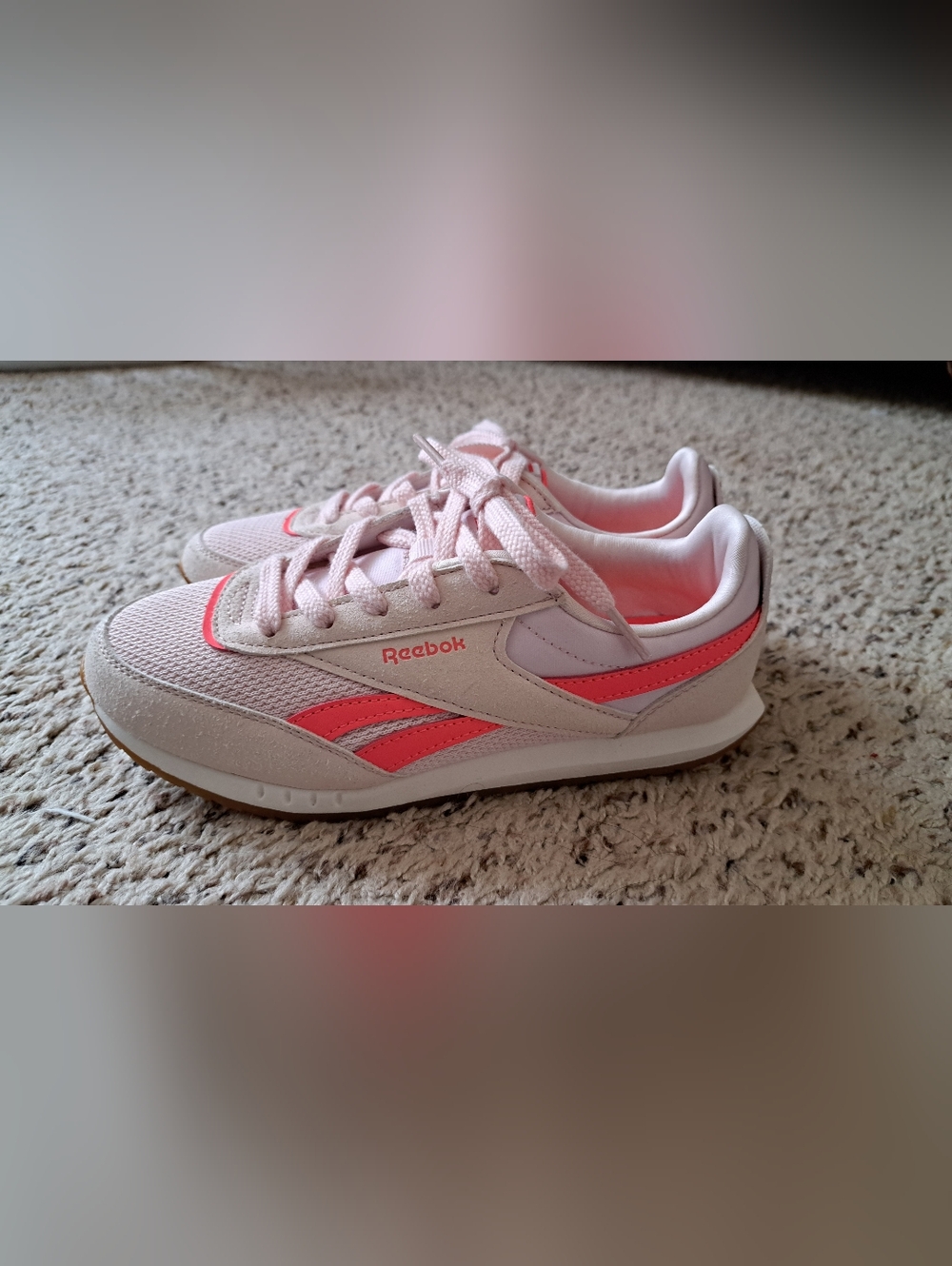 Reebok Pink Retro Sneaker with Coral Accent